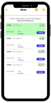 Ofertas recibidas precio gasoil